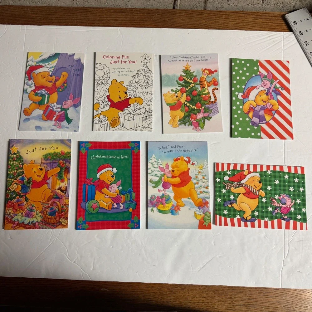 Disney‎ Winnie the Pooh 24 Assorted Holiday Cards with Envelopes 8 Designs